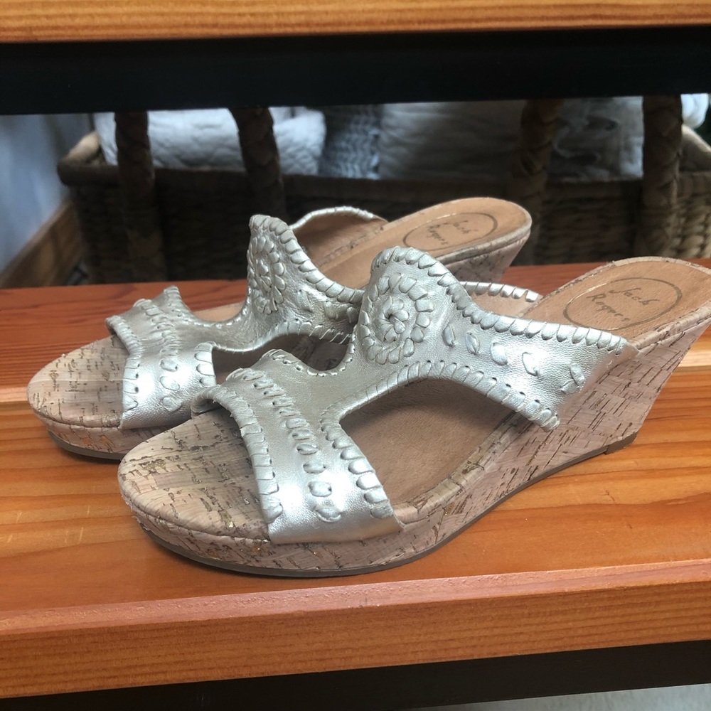 Jack Rogers Platinum Wedges